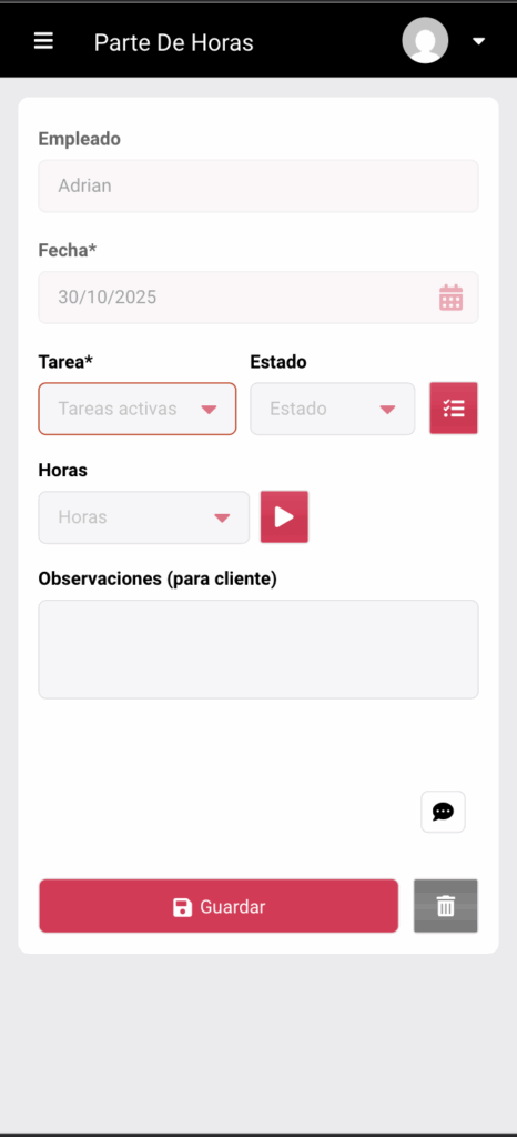 pantalla 466x1024 - App partes de trabajo
